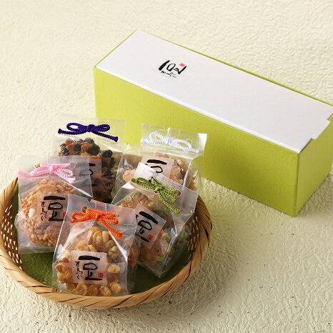 京の 【手焼き豆せんべい】 ◆ 京ごころ5個入 ◆ そら豆 えんどう豆 黒豆 ピーナツ 玄米