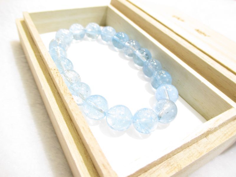 パワーストーン・京都/【幸福、友愛、希望】【高品質】【ブルートパーズ】10、5mm、ブレスレット≪KBTP-003≫桐箱付き【天然石の京屋】