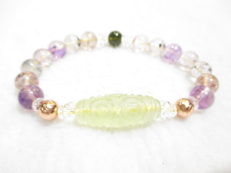 パワーストーン・京都/【宇宙と地球の波動オリジナル】≪レディースサイズ≫【龍眼天珠型リビアングラス】【ギベオン(ナミビア産鉄質メテオライト隕石)】【モルダバイト...