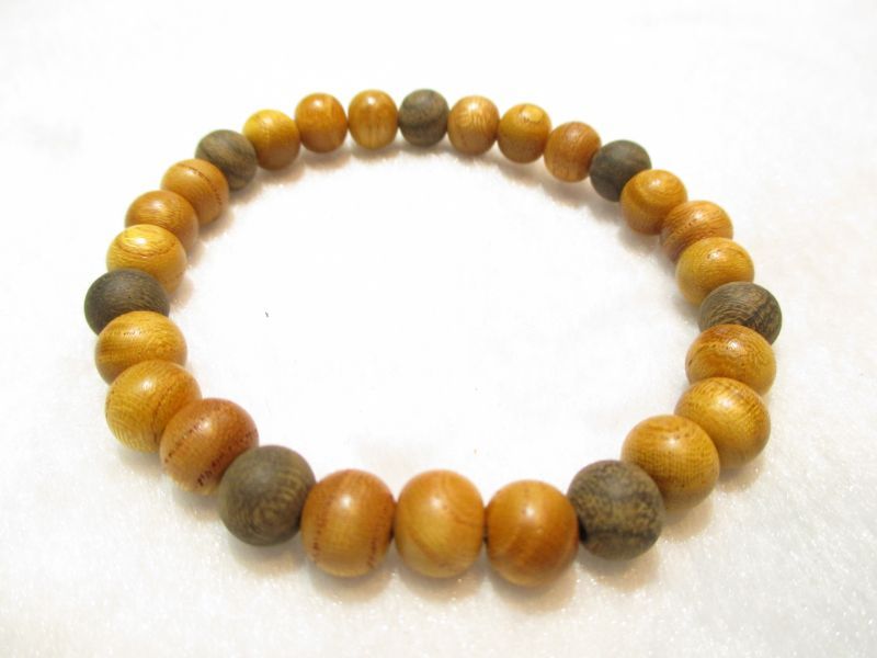 パワーストーン京屋/【激安特価】《開運・ご利益・健康》【天然木】【欅（ケヤキ）】【シャム柿】8mmブレスレット　桐箱付き【伏見・京都】