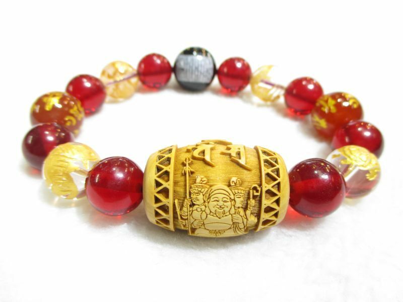 パワーストーン・京都/【多大なご利益】【守護梵字】【三面大黒天(大黒天・毘沙門天・弁財天の三神)】彫刻【樽型柘植】【八尊仏守護梵字】【四神獣(玄武・青龍・朱雀・白虎)】【般若心経】【黒・赤瑪瑙】【レッドアンバー】【本水晶】ブレスレット【伏見の京屋】