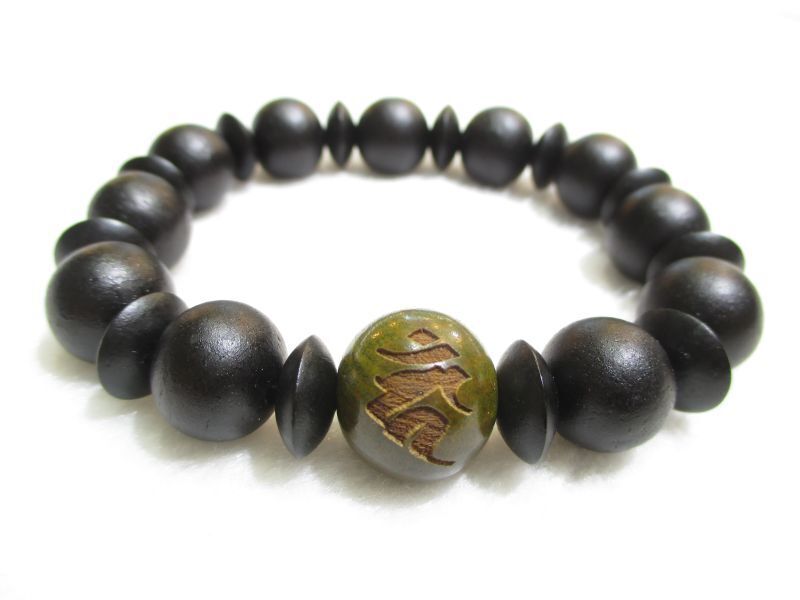 パワーストーン・京都/両面彫刻親玉16mmブレスレット、桐箱付き