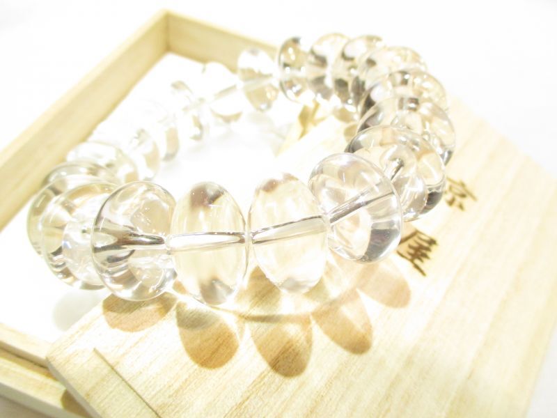 Rakuten - パワーストーン・京都/【最高品質5Aランク】【超透明】【みかん玉本水晶】大玉18mm、ブレスレット《手首サイズLサイズ(18cm)》桐箱付【天然石の京屋】