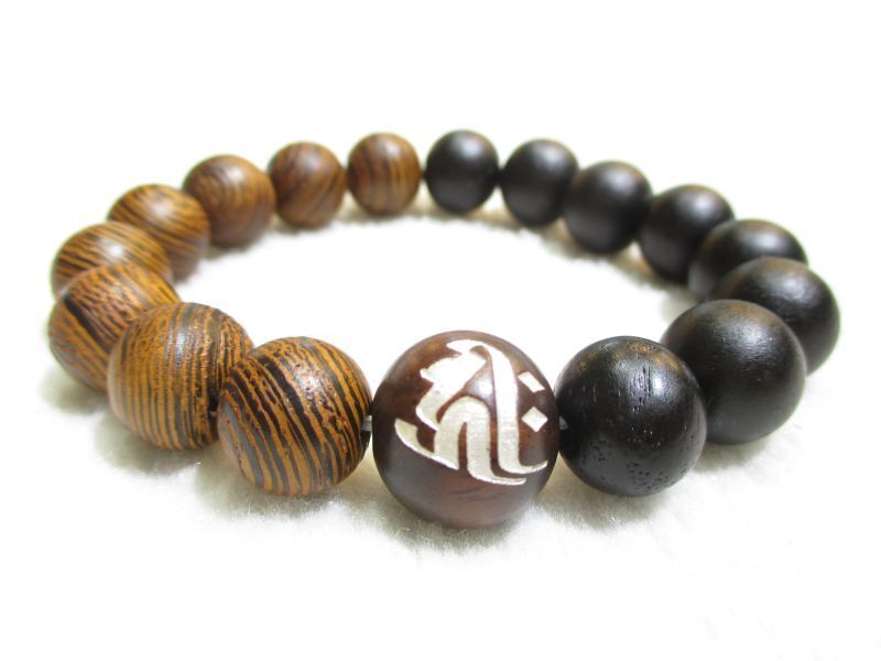 パワーストーン・京都【高品質天然木(日本国内加工)】【守護梵字キリーク(阿弥陀如来・千手観世音菩薩)..