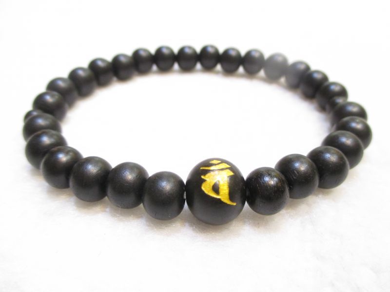 パワーストーン・京都/【数量限定下激安特価!!】【十三仏の一仏】≪天地宇宙の中心。一切衆生を見守っています≫【大日如来・守護梵字≪バン≫】両面彫刻【黒檀(こくた...