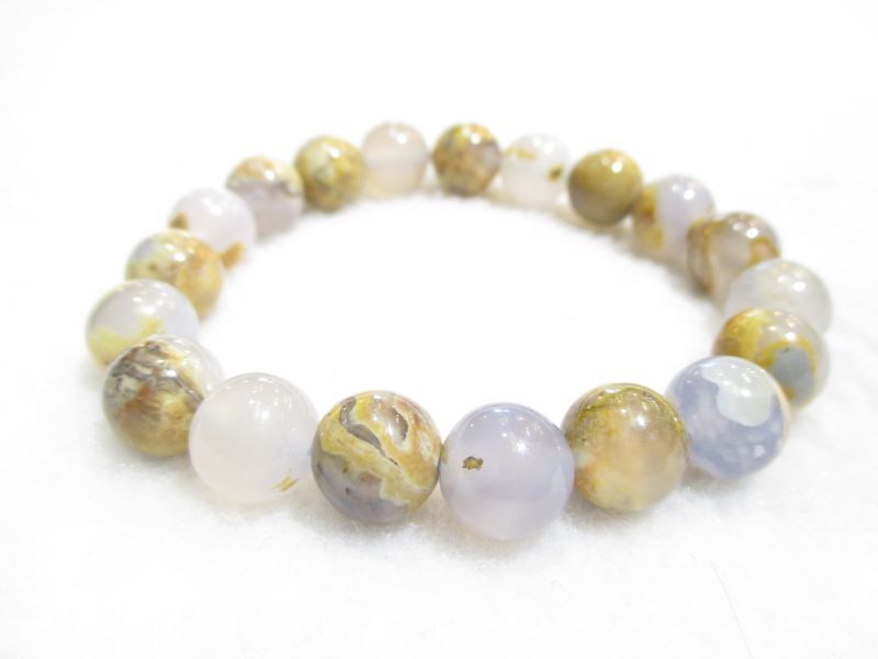 パワーストーン・京都/【人間関係の修復、精神の安定】【レア高品質1点もの】【母岩付きナチュラルブルー・カルセドニー】10mm、≪レディースサイズ≫ブレスレット≪NCB-001≫桐箱付【伏見の京屋】