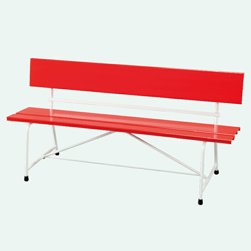 樹脂製ベンチ 背付 カラーベンチ プラスチック製ベンチ 長椅子 KC−150AN 赤 レッド スポーツ施設 休憩所 待合室 プール 学校 運動場 日...