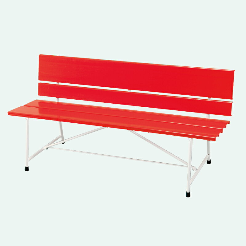 樹脂製ベンチ 背付 カラーベンチ プラスチック製ベンチ 長椅子 KC−150DX 赤 レッド スポーツ施設 休憩所 待合室 プール 学校 運動場 日...