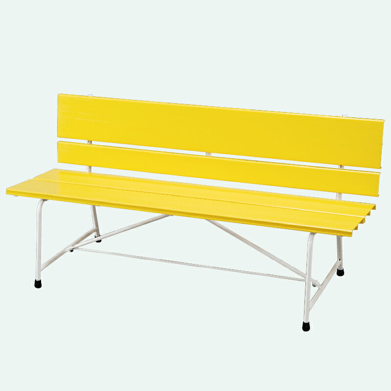 樹脂製ベンチ 背付 カラーベンチ プラスチック製ベンチ 長椅子 KC−150DX 黄色 イエロー スポーツ施設 休憩所 待合室 プール 学校 運動場...