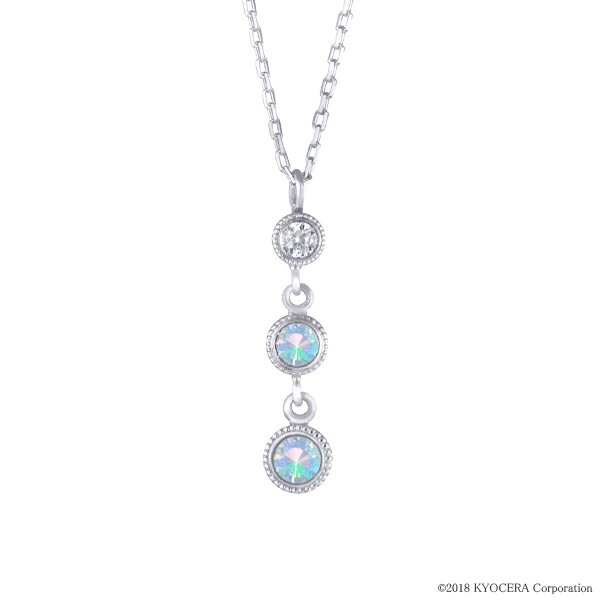 楽天京セラジュエリー楽天市場店＼ポイント10倍＆お得なクーポン！／ ウォーターオパール ネックレス K10ホワイトゴールド ラウンド 2mm 2石 10月誕生石クレサンベール 京セラ プレゼント ギフト