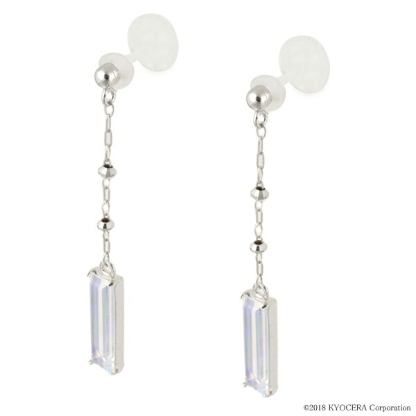 楽天京セラジュエリー楽天市場店＼ポイント10倍＆お得なクーポン！／ ウォーターオパール セラミックピアス K10ホワイトゴールド バケットカット 10月誕生石クレサンベール 京セラ プレゼント ギフト