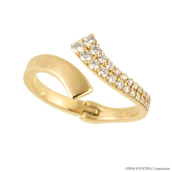 指輪 フリーサイズ リング 指輪 ダイヤモンド K18イエローゴールド 0.3カラット 4月誕生石天然石 京セラ プレゼント ギフト