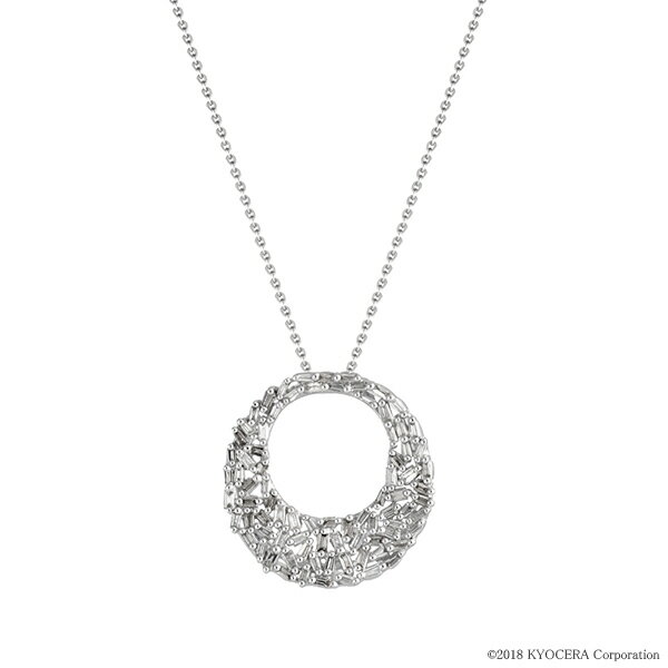 ダイヤモンド ネックレス プラチナ テーパーバケット パヴェ サークル 合計0.55カラット 4月誕生石天然石 京セラ プレゼント ギフト