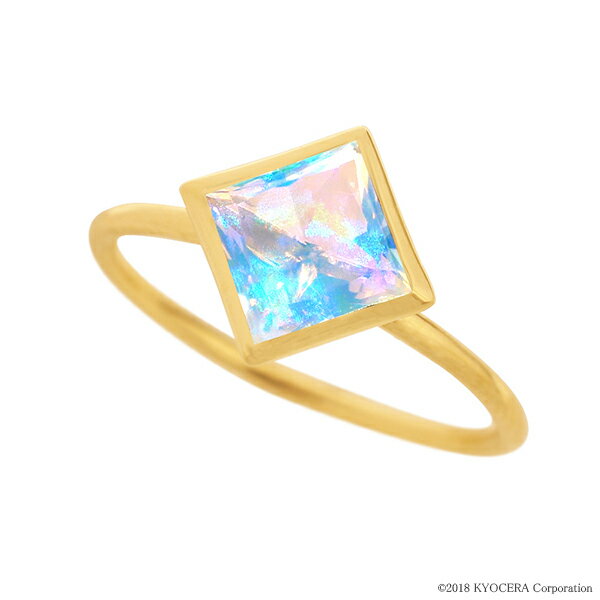 ウォーターオパールリング 指輪 1カラットサイズ プリンセスカット K18イエローゴールド フクリン 10月誕生石クレサンベール 京セラ プレゼント ギフト