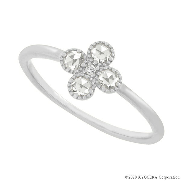 ダイヤモンド リング 指輪 プラチナ 4月誕生石 ローズカット フラワー PT900 合計0.10カラット天然石 京セラ プレゼント ギフト