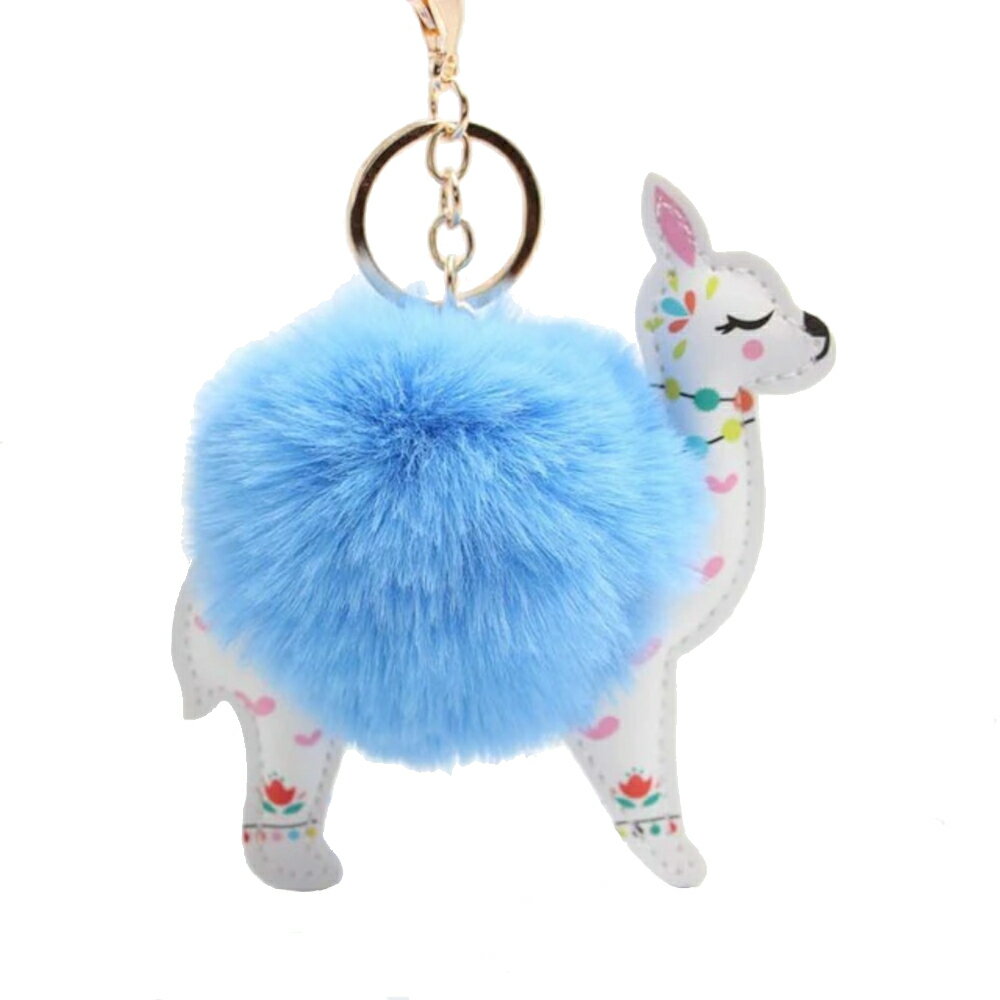 アルパカ ファーボール キーホルダー ライトブルー ALPACA LLAVERO AZUL CLARO ALI