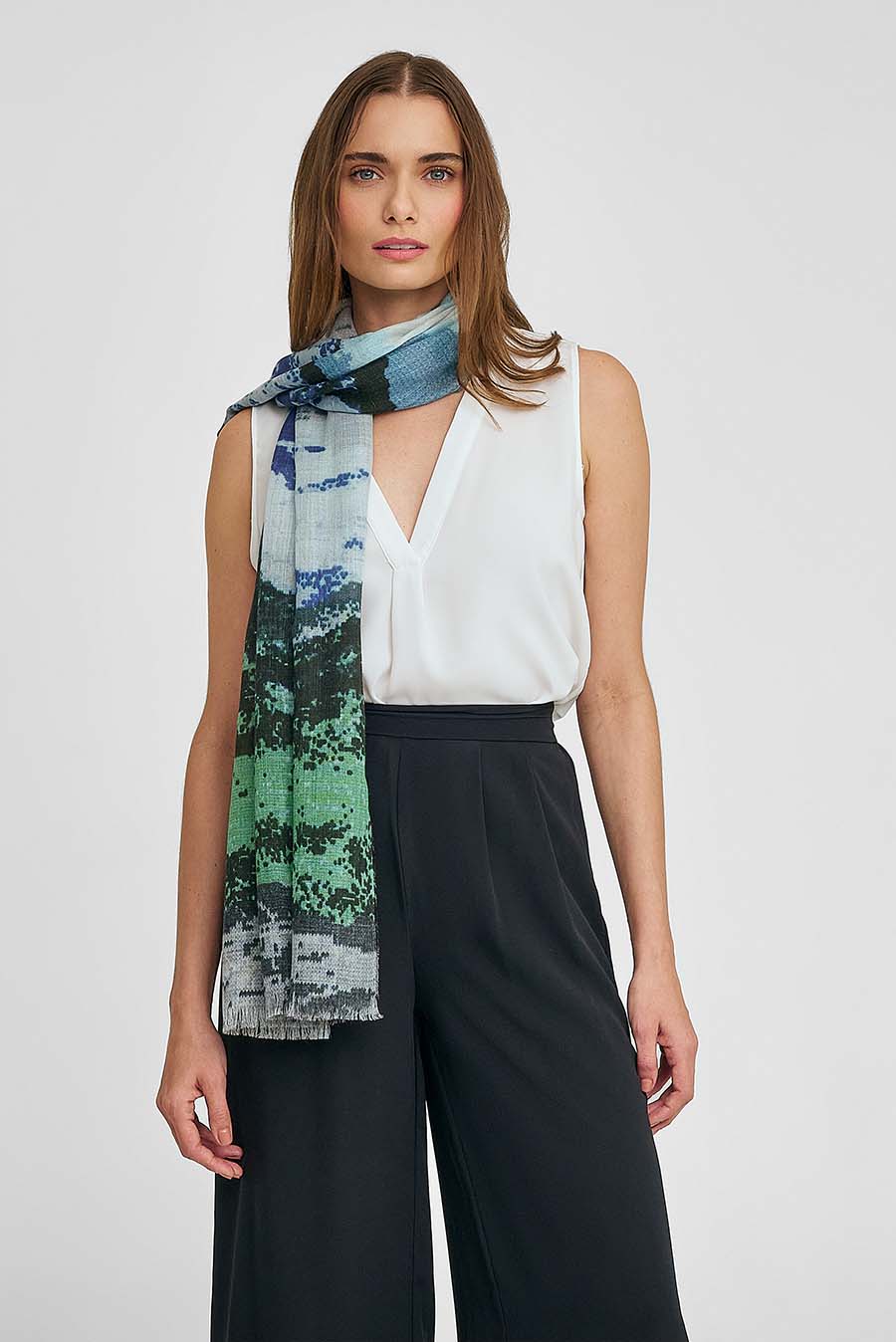 KUNA ベビーアルパカ 70% シルク 30% ストール WAZE SHAWL マルチカラー クーナ【アルパカ ストール】【ベビーアルパカ】【ペルー】【ギフト】