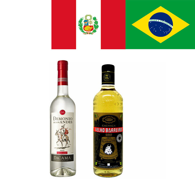 【送料無料】ペルー・ブラジルの代表酒　ピスコ＆カシャーサ 2本セット【あす楽対応】【ペルー　ピスコ】【カシャッサ】【南米セット】【ギフト】