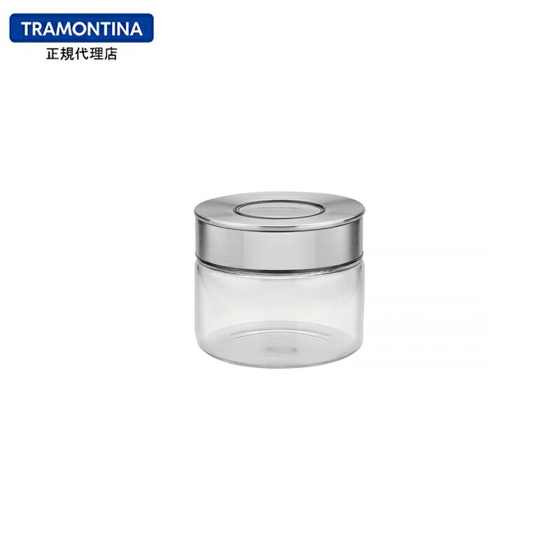 TRAMONTINA 密閉 フードストッカー (ガラス容器・ステンレス蓋) 0.4L プレッザ PUREZZA 耐熱ガラス トラモンティーナ