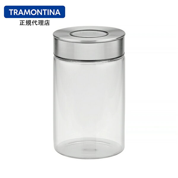 TRAMONTINA 密閉 フードストッカー (ガラス容器・ステンレス蓋) 1L プレッザ PUREZZA 耐熱ガラス トラモンティーナ