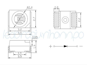 チップ LED 3528 白色（120°1700mcd）50個■099