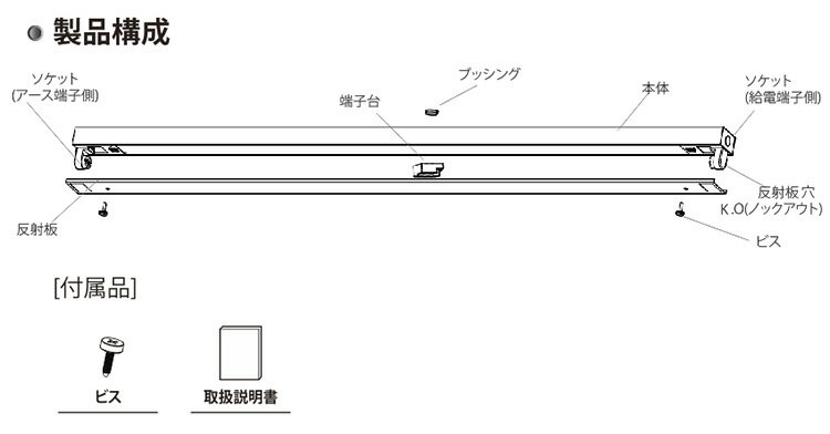 LED蛍光灯40W形 トラフ40W型1灯式 L...の紹介画像2