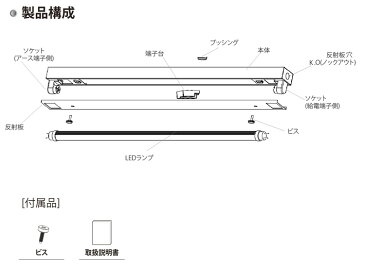 LED蛍光灯20W形 トラフ20W形器具1灯式 ベースライト 昼光色 G13 照明器具 天井 蛍光灯器具 LEDライト シーリングライト 施設用 led蛍光管　PL賠償責任保険付