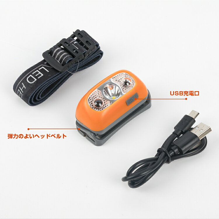 LED電灯 ヘッドライト 充電式 500lm IPX4 防水 作業灯 懐中電灯 センサー点灯 ヘッドランプ 釣り 登山 自転車 ハイキング 夜間 ライト 災害対策 長距離照射 コンパクト 長持ち通販格安セール情報 楽天 通販