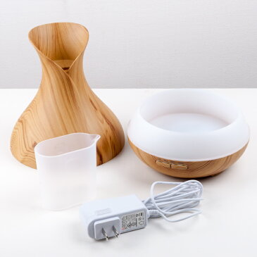 あす楽 【送料無料】アロマディフューザー アロマ加湿器 大容量400ml(木目) 超音波式加湿器 空気浄化器 7色変換LED付き 空焚き防止機能搭載 時間設定