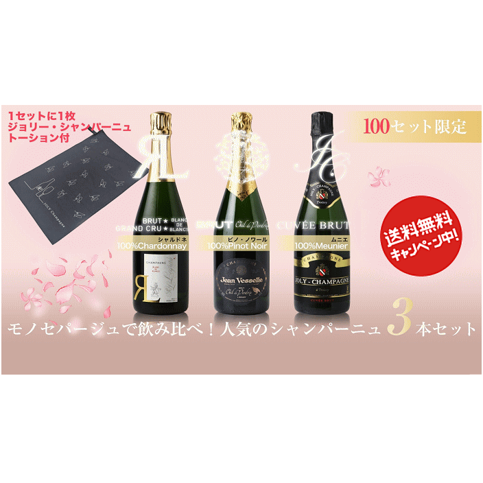 【送料無料※】【数量限定】人気のシャンパーニュ飲み比べセット　750mlx3　/シャンパン