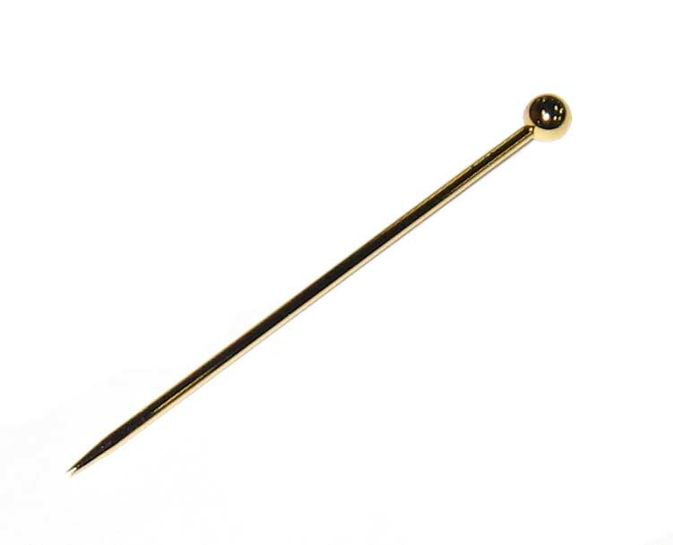 ワイン・バー用品 業務用 ウイスキー・焼酎・カクテル用品 ステンレス製 オードブルピン(6本入)18-8(金メッキ)　玉付(80mm)(EBM24-1)(1546-12)