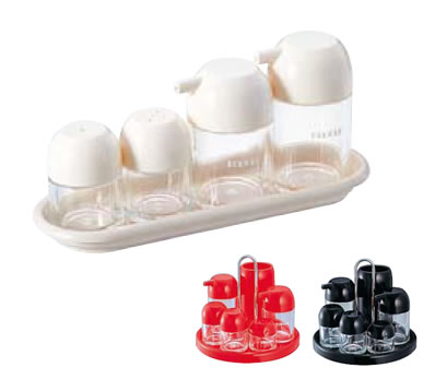 卓上小物・調味料入れ セット キノコシリーズ　カスターセット5PCS　K-5111（しょうゆ・ソース・塩・コショウ・トレイ）(EBM25-1)(1872-1)