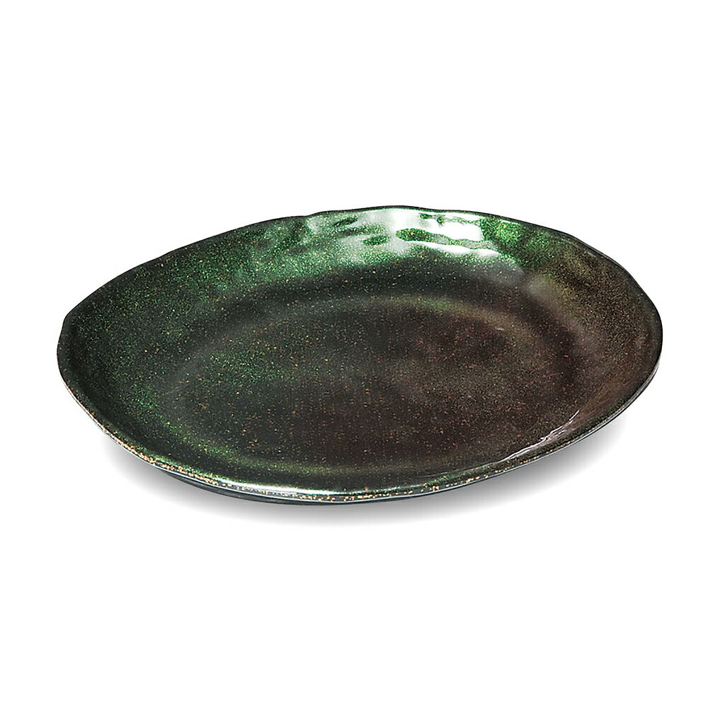 メラミン 虹釉(にじゆう) 16.5cm楕円皿 (166×145×H23mm) [M-481NYU] スリーライン業務用 食器 割れにくい 丈夫 プラスチック 樹脂製 楕円皿 小判皿 主菜皿 中皿 取皿 取り分け皿 緑 グリーン ブラウン 手びねり風 和食器のサムネイル