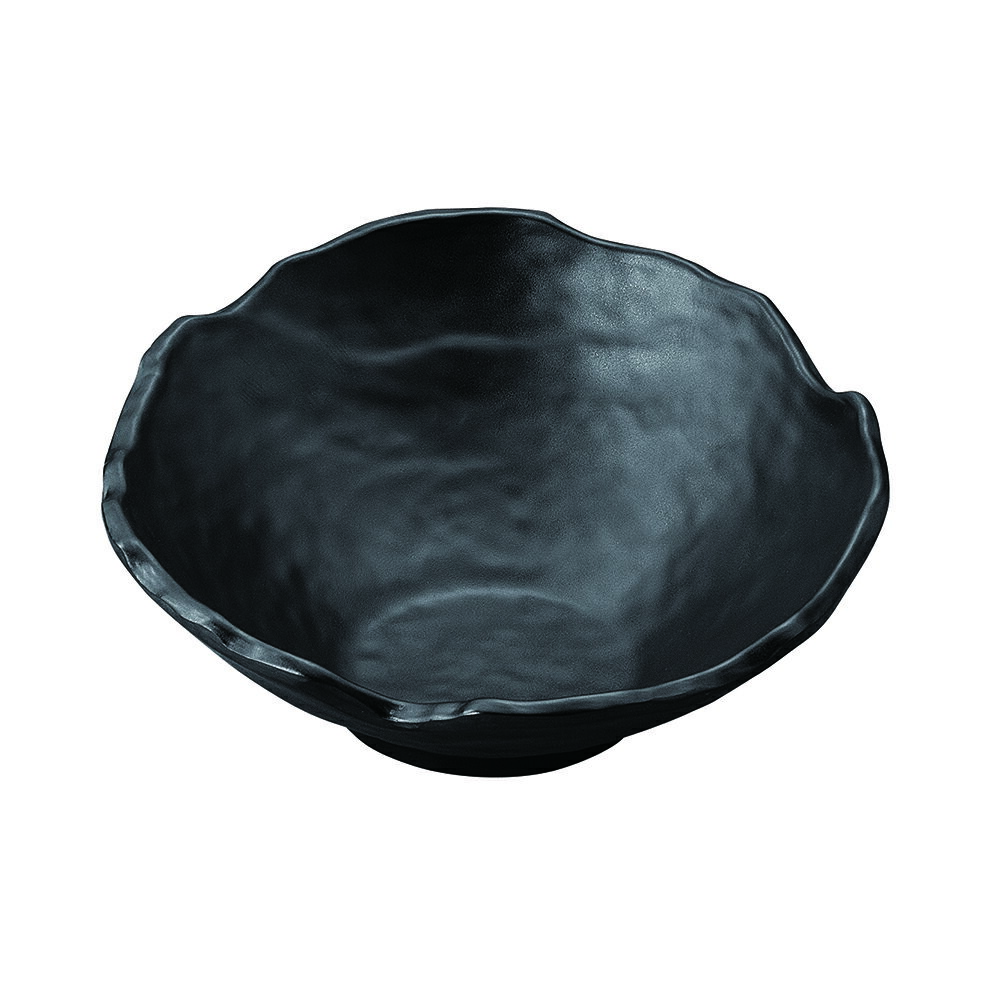 メラミン 27.5cm手びねり斜ちぎり丸鉢 黒マット(275×265×H115mm) 福井クラフト[ML1-20-2]　 飲食店・ビュッフェなどに最適 丈夫なプラスチック　業務用メラミン製食器