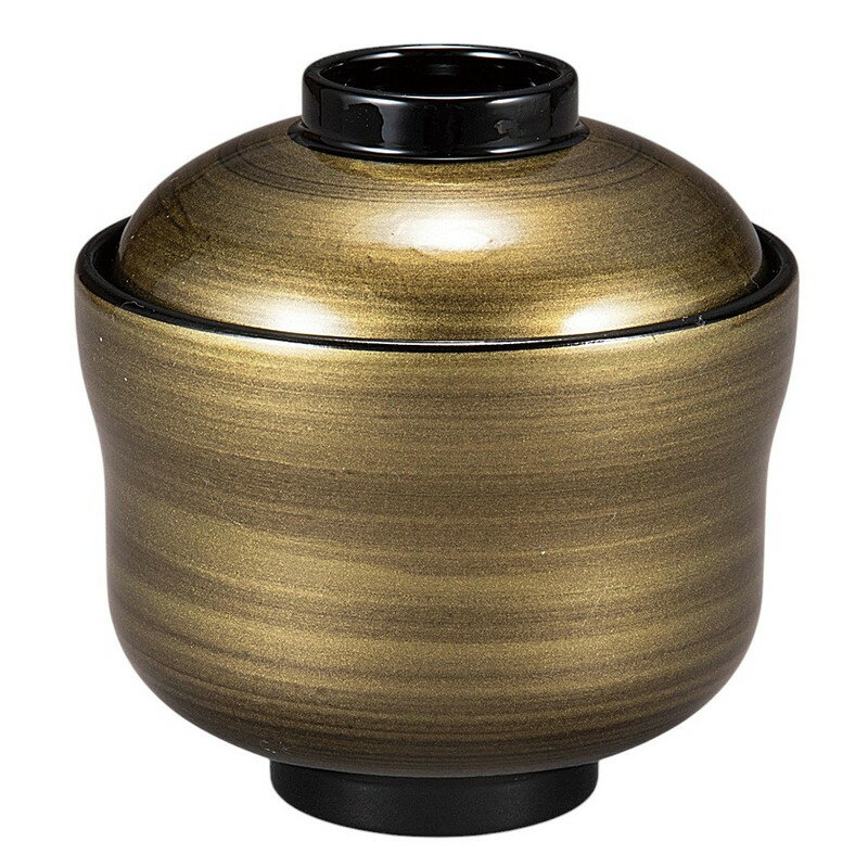 【食洗機対応】佑ひさご小吸椀 菜種油刷毛目 (内黒) [蓋・身セット] 30044420(φ89×H92mm・260cc) 福井..