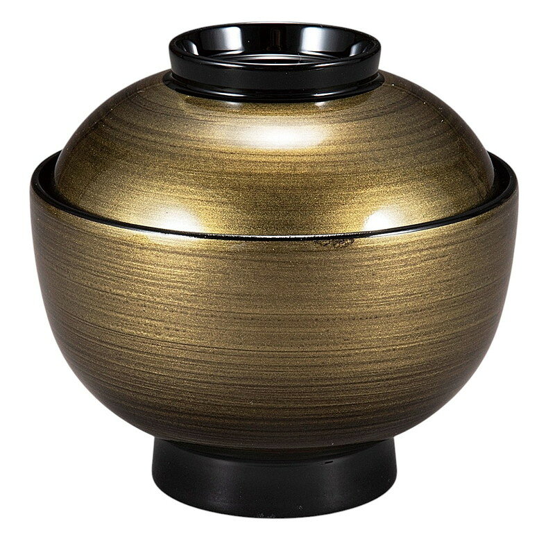 【食洗機対応】3.5寸丸駒椀 菜種油刷毛目 (内黒) [蓋・身セット] 30044820(φ102×H95mm・290cc) 福井ク..