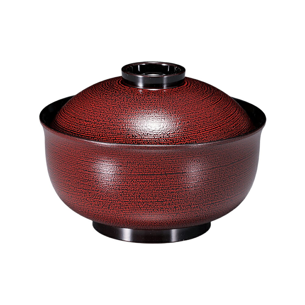 【食洗機対応】4.5寸ゆり型雑煮椀 溜刷毛目(内黒) [蓋・身セット] 31006780 (Φ133×H97mm・560cc) 福井..