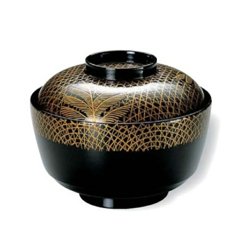 松川椀 武蔵野 (内黒) [蓋・身セット] 33600420(φ110×H86mm・380cc) 福井クラフト