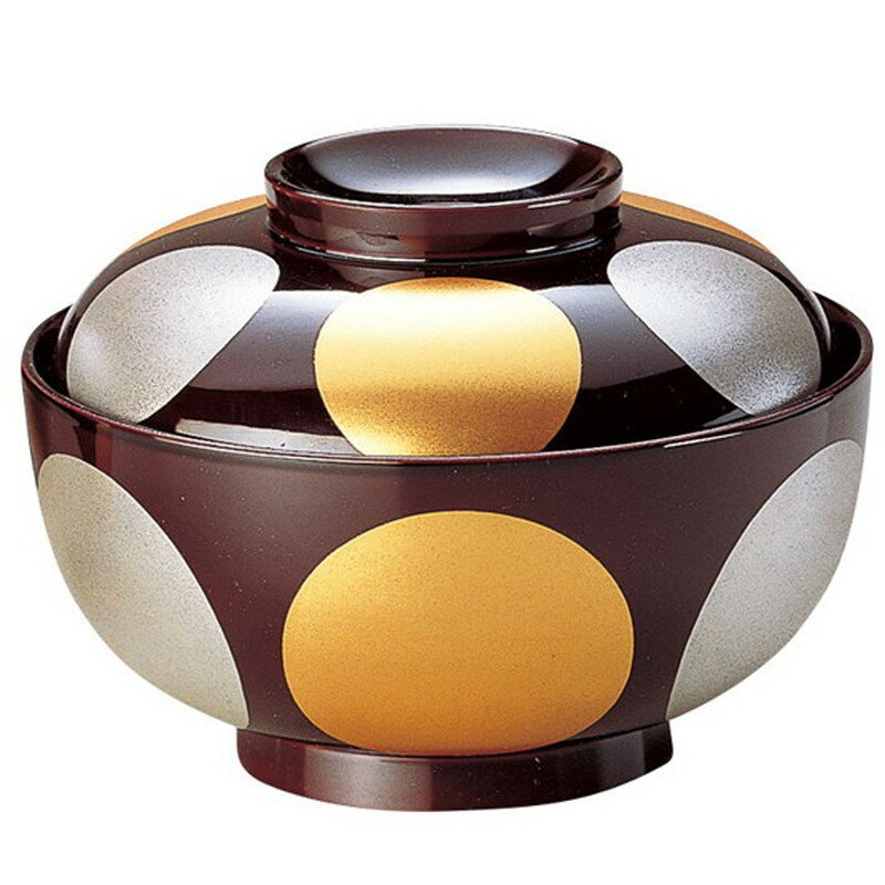 詩季雑煮椀 溜日月 (内黒) [蓋・身セット] 35000360(φ121×H92mm・480cc) 福井クラフト