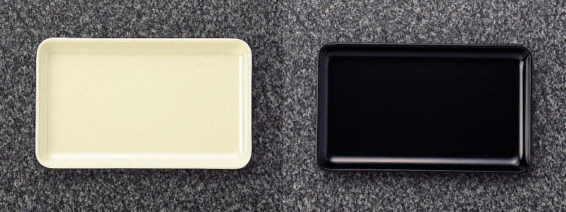 メラミン 和風食器アイテム 切手盆・小 黒・アイボリー (185×112×15mm) マンネン/萬年[118S] 業務用 プ..