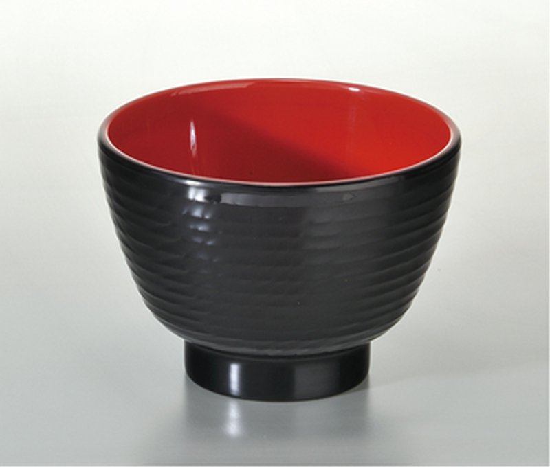 メラミン 和風食器アイテム 改・木目小丸椀 身 黒内朱 (102×71mm・280cc) マンネン/萬年[K758M-BR] 業務用 プラスチック製 メラミン製 樹脂製 和食器 飯碗 汁椀 飯茶碗 お茶椀
