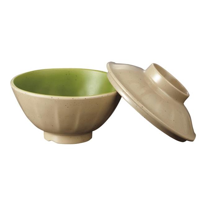 メラミン 面そぎ飯碗 直径116mm H58mm 280cc 身(ふたは別売り) 麻モスグリーン・C いろしずく[A69BAMC]..