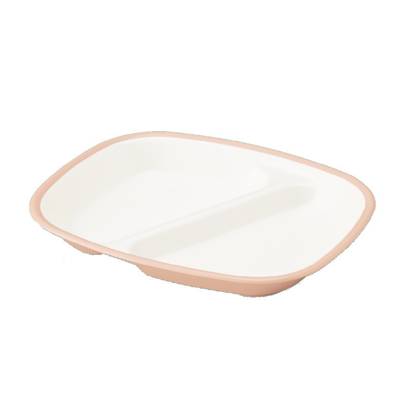 学校給食用子供食器 E-エポカル　カラー食器 角仕切皿 ピンク(180×150×H24mm) 三信化工[PNS-21EP]　 業務用 プラスチック製食器 アレルギー食対応