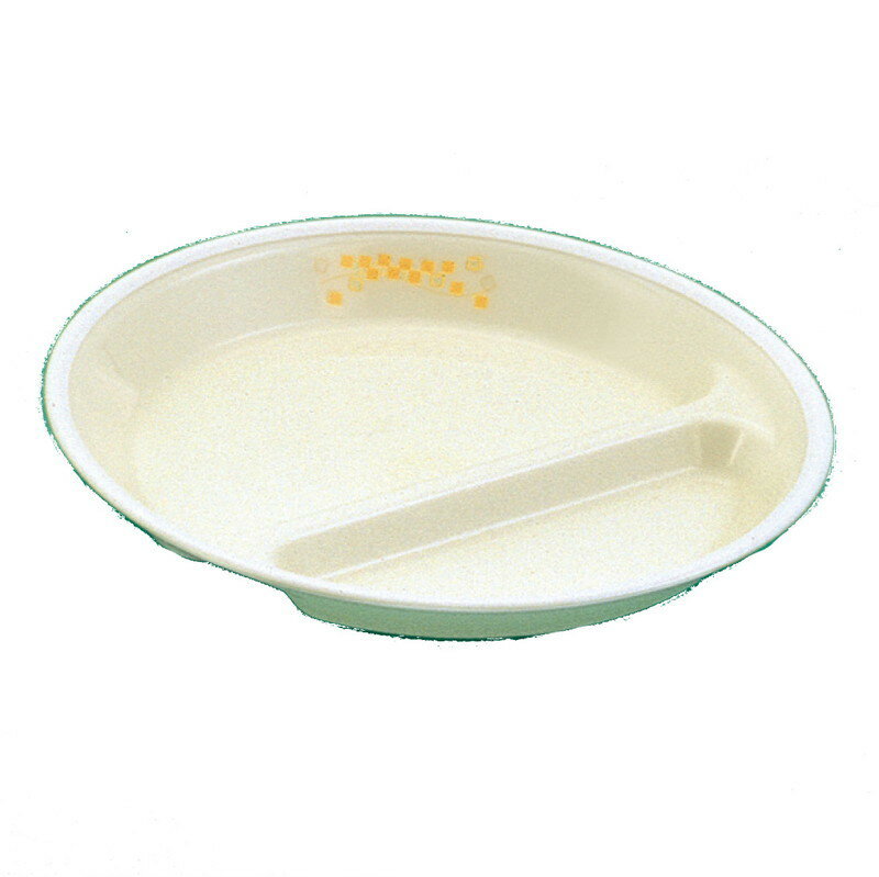 ※2個セット※学校給食用子供食器 E-エポカル ブロックラインオレンジ ニツ仕切皿 (200×26mm) 三信化工［PNS-25EBLO］ 業務用 保育園・小学校