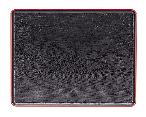 大寿木目盆 黒天朱SL 尺3(392×307×22) ノンスリップ化工 ABS製 業務用トレー お盆 和風 木目 ノンスリップトレイ 信濃化学/福井クラフト[15235110]