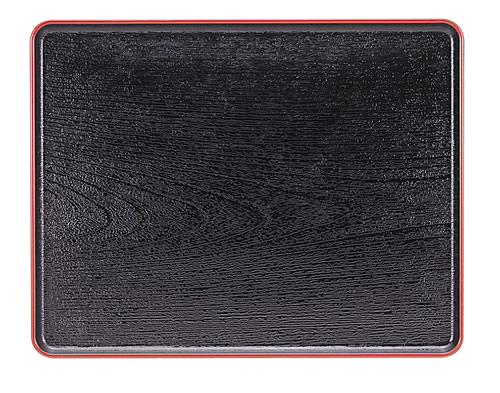 大寿木目盆 黒天朱SL 尺5(456×356×22) ノンスリップ化工 ABS製 業務用トレー お盆 和風 木目 ノンスリ..