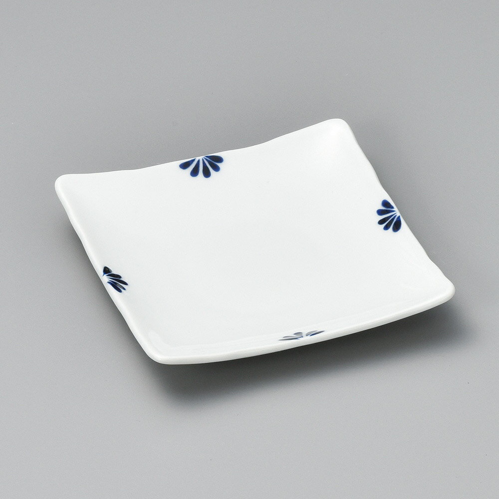 強化セラミック 小花(青)正角銘々皿 (12×12×1.8cm) UTSUWA 日本製 和食器 KYOEI陶器市 代引不可