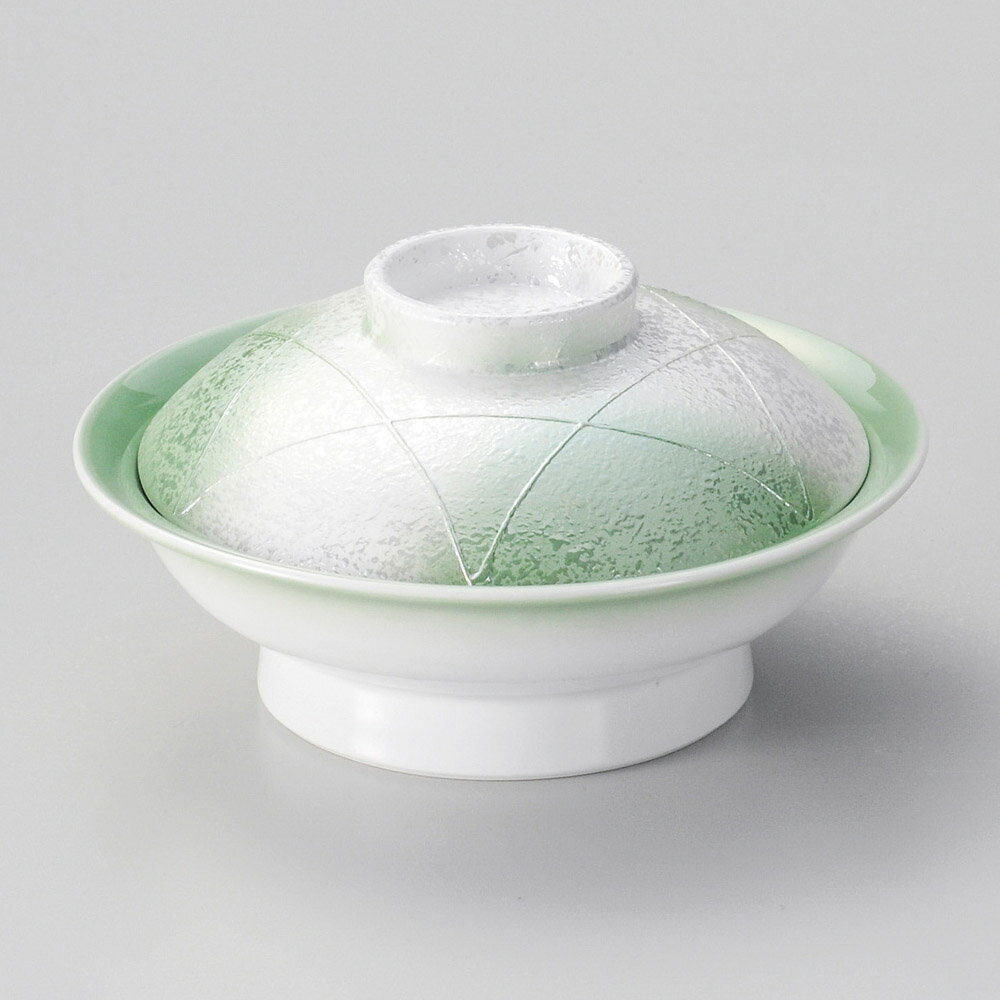 【1点販売/5点セット販売】強化セラミック ヒワグリーンラスター平蓋向(身・蓋セット) (17.1×9.1cm) UTSUWA[239-4-527] 日本製 和食器 KYOEI陶器市 代引不可