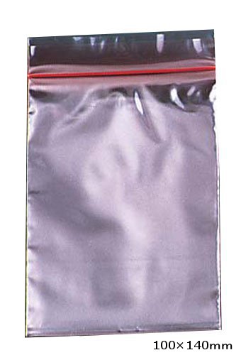 検食袋や食品保存に！ ユニパック　カラー　半透明　（チャック付ポリ袋）　E-4　200枚入　赤◆100×140mm(9-1548-0309)