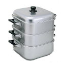 送料無料 アルマイト角型蒸器二重30cm (1-0411-0906)